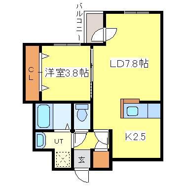 ENCHAN‐THE 環状通東(1LDK/3階)の間取り写真