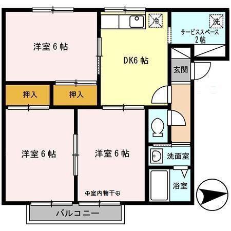 ラフィネ九(3DK/2階)の間取り写真