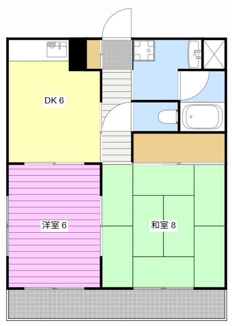 オズハウス3(2DK/3階)の間取り写真