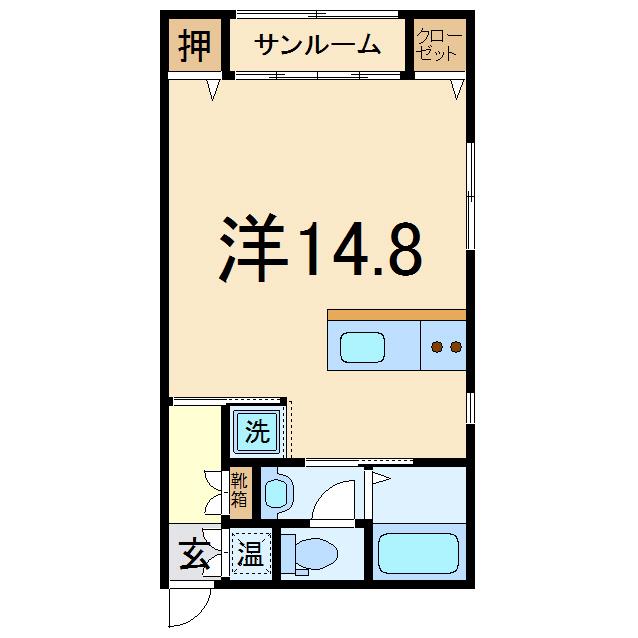 さくらハウス(ワンルーム/2階)の間取り写真