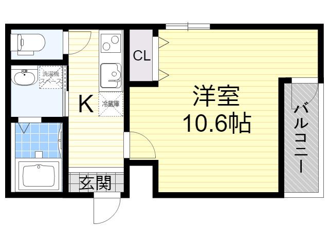 フジパレス城東諏訪ノース1番館(1K/1階)の間取り写真