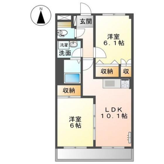 ベルグランデ高柳(2LDK/4階)の間取り写真