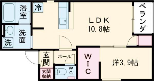 ラフィネ東大畑通(1LDK/3階)の間取り写真