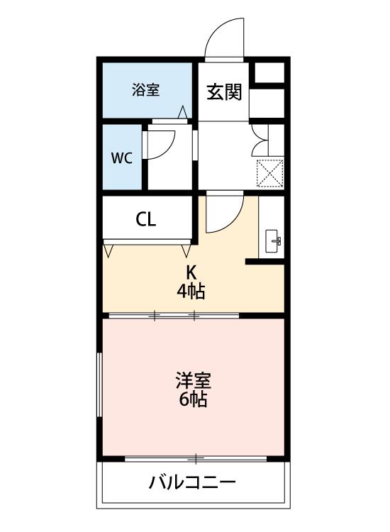 YOU PEACE BLDG III(1K/2階)の間取り写真