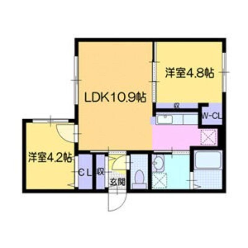 オルセーフラット西町南(2LDK/3階)の間取り写真