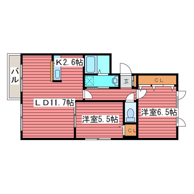 ハイツシンコー(2LDK/3階)の間取り写真
