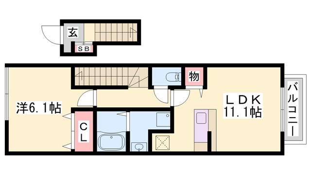 アルコバレーノI(1LDK/2階)の間取り写真