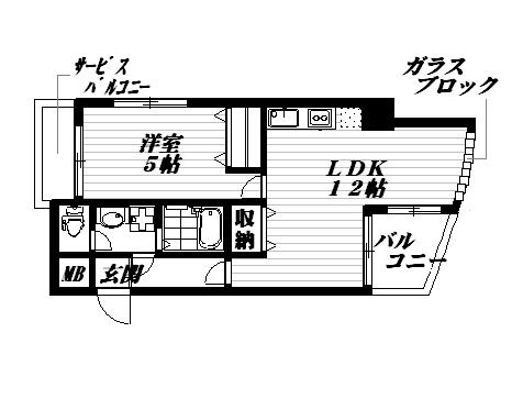 フェルザ今宮戎(1LDK/7階)の間取り写真