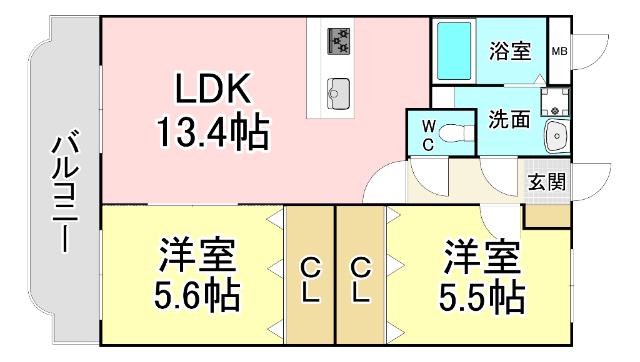ユーミーシャルマン(2LDK/2階)の間取り写真