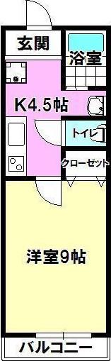 アンジュ(1K/2階)の間取り写真