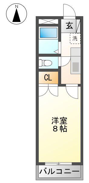 アムール林C(1K/2階)の間取り写真