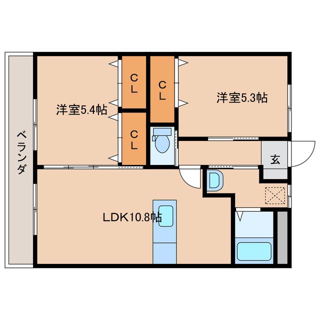 グレイスプルメリア(2LDK/2階)の間取り写真