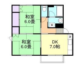 コーポタケウチ(2DK/1階)の間取り写真