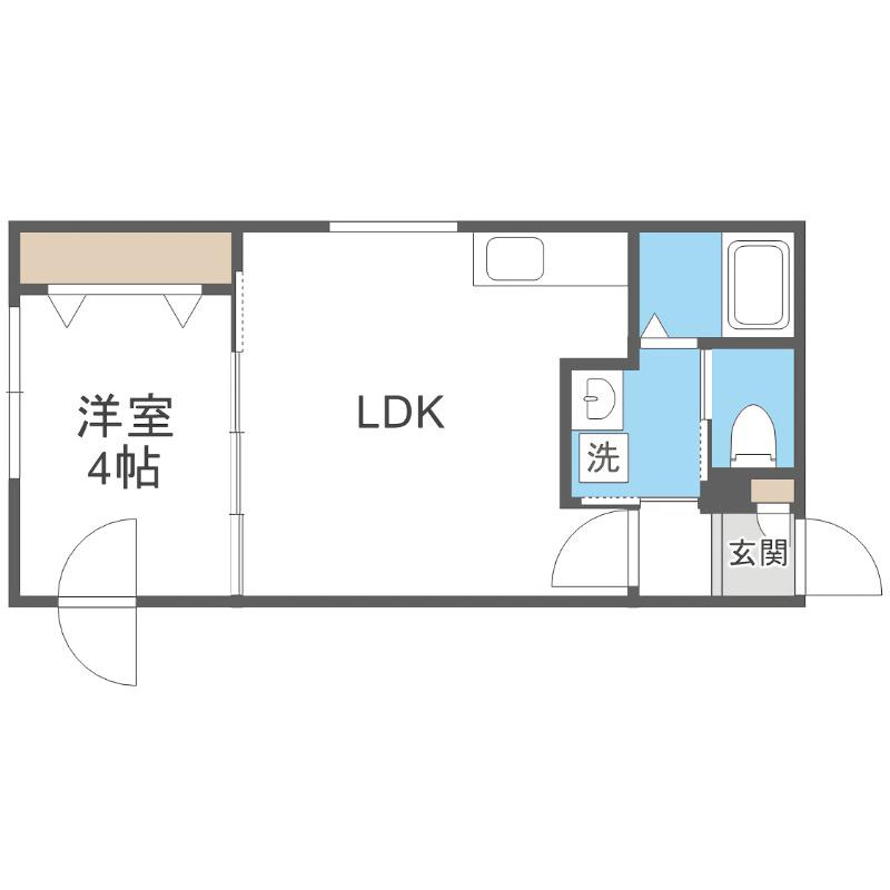 ラフィーネ医大前(1LDK/4階)の間取り写真