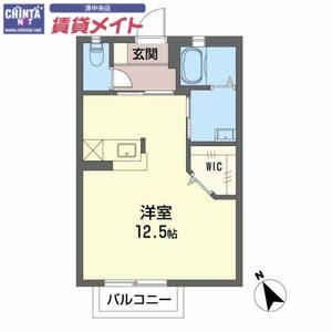 ボートハウスI(ワンルーム/2階)の間取り写真