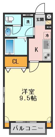 アンフルール(1K/2階)の間取り写真