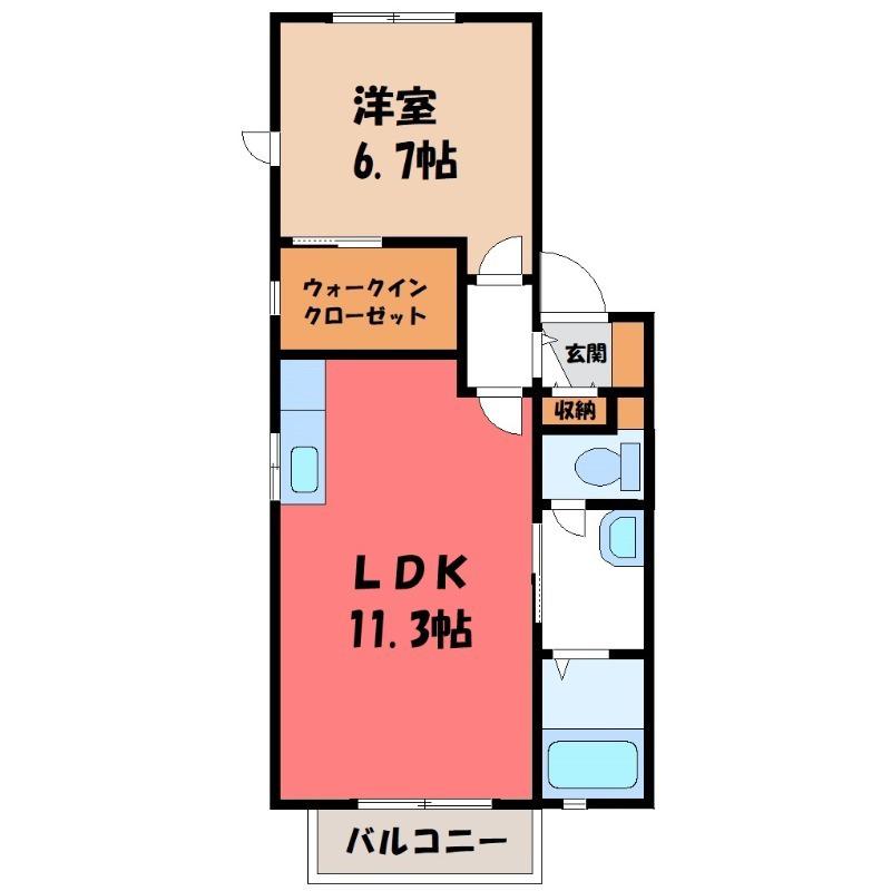 アステールB(1LDK/1階)の間取り写真