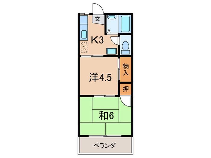 宮脇マンションII(2K/2階)の間取り写真