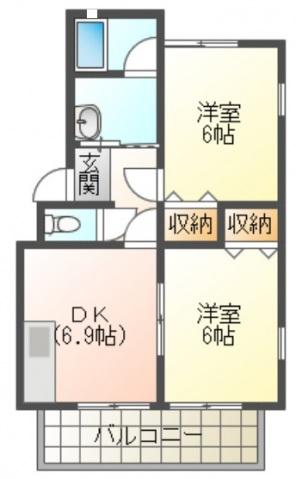ハレルヤ I(2DK/1階)の間取り写真