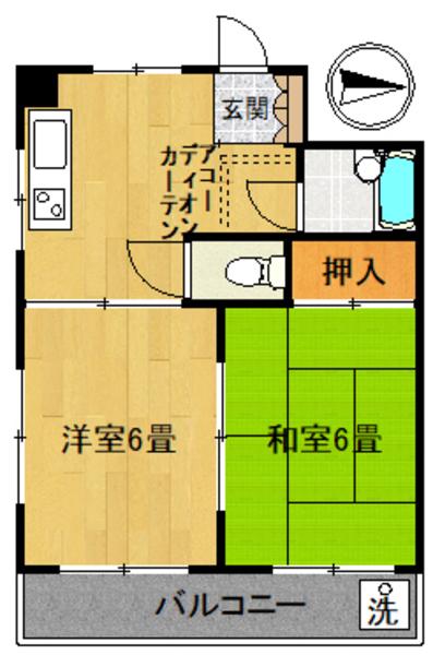 サニーヒル(2K/3階)の間取り写真