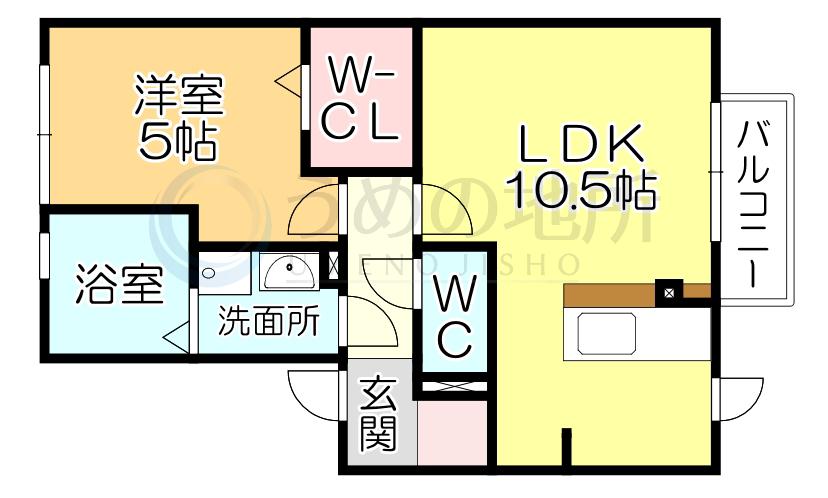 フェアプラッツA棟(1LDK/1階)の間取り写真