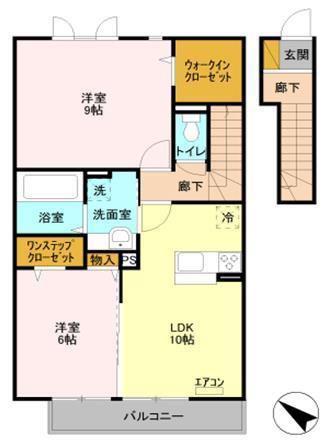 サザンクロス(2LDK/2階)の間取り写真
