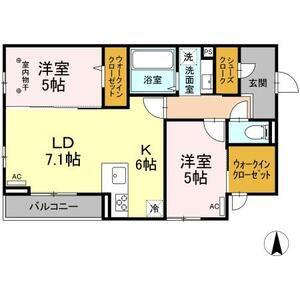 グランディール六丁の目(2LDK/3階)の間取り写真