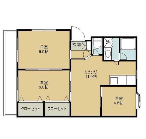 ドリーム江津(3LDK/2階)の間取り写真