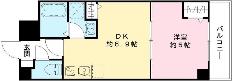 レピュア住吉レジデンス(1DK/2階)の間取り写真