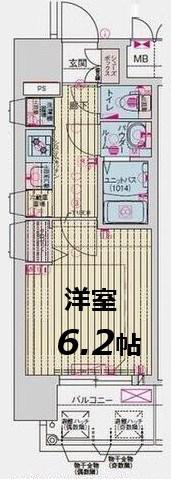 プレサンス庄内ブレイシス(1K/6階)の間取り写真