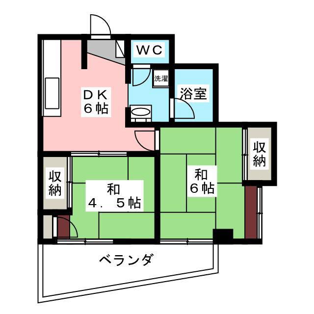 重田ハイツ(2DK/4階)の間取り写真