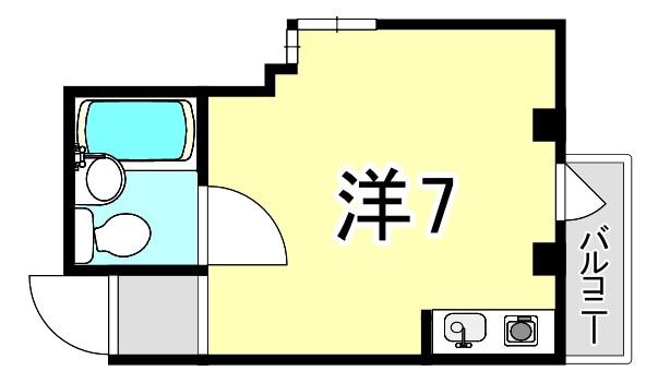 シャトー甲陽(ワンルーム/2階)の間取り写真