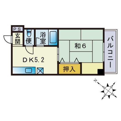 インペリアルヒルズ高宮(1DK/3階)の間取り写真
