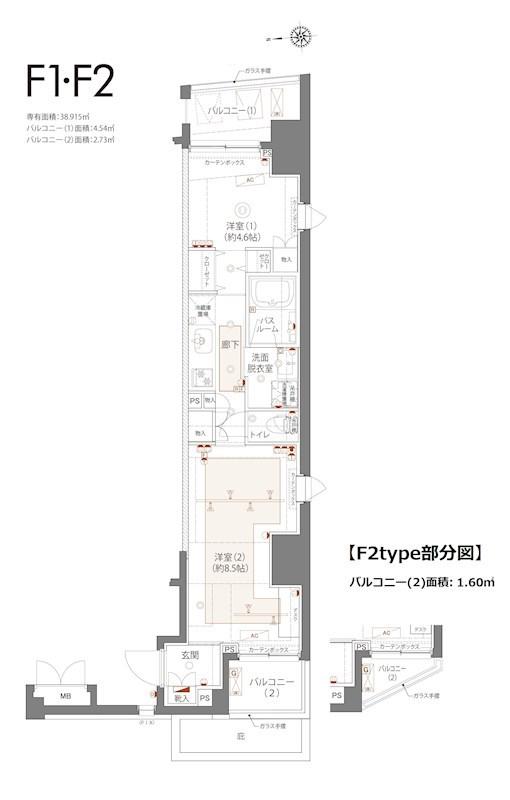 ZOOM三鷹(2K/7階)の間取り写真