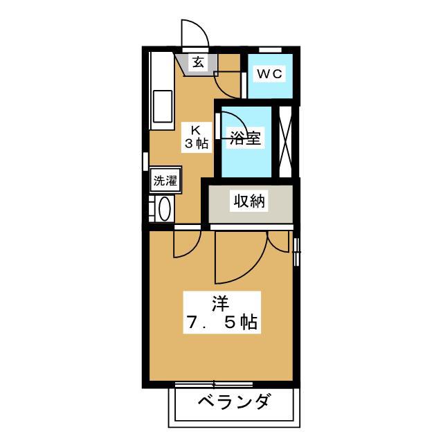 クレールハイツB(1K/1階)の間取り写真