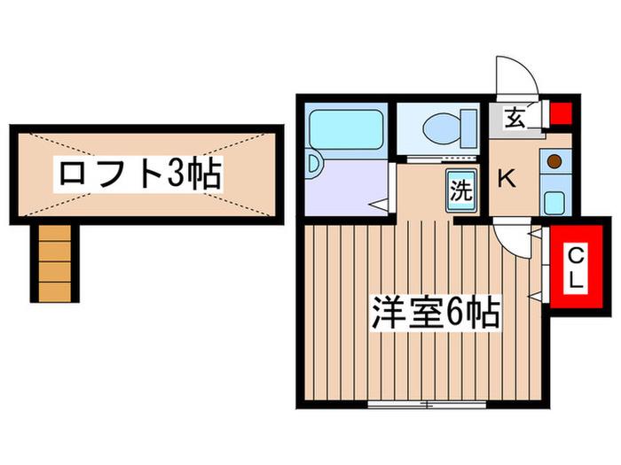 アザレ読売ランドC棟(1K/2階)の間取り写真