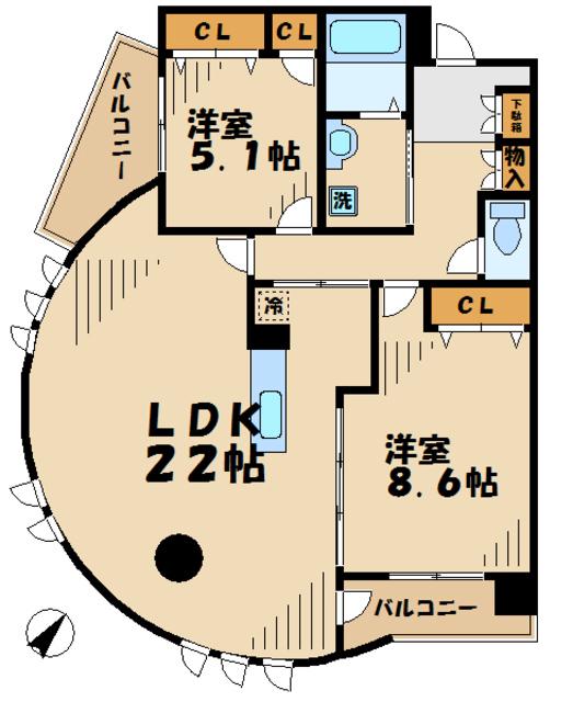 グレイスコート(2LDK/2階)の間取り写真