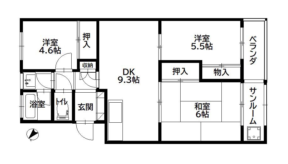 グランブルー(3DK/3階)の間取り写真