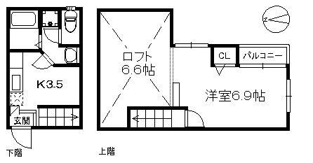 ペイサージュ別府南 226(1K/2階)の間取り写真