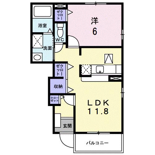 サン リット(1LDK/1階)の間取り写真