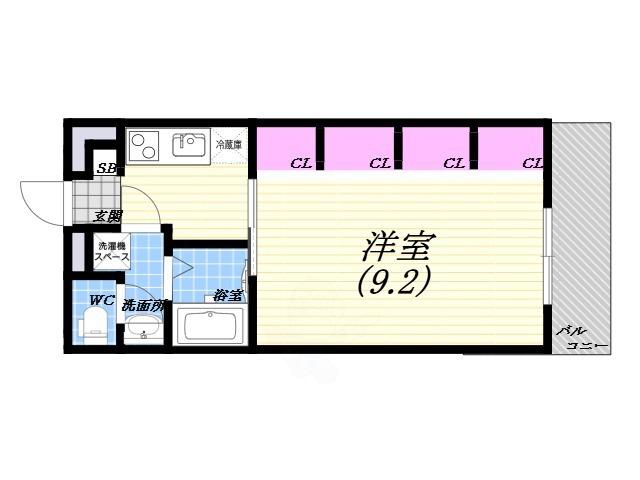 グランエクラ池田住吉(1K/1階)の間取り写真