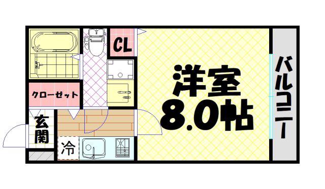ドゥエリング桜川(1K/5階)の間取り写真