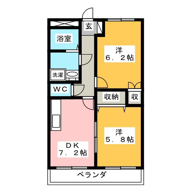 ロイヤルハイム98(2DK/2階)の間取り写真