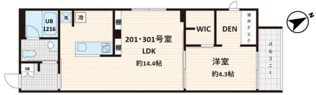 フレア白金台(1LDK/3階)の間取り写真