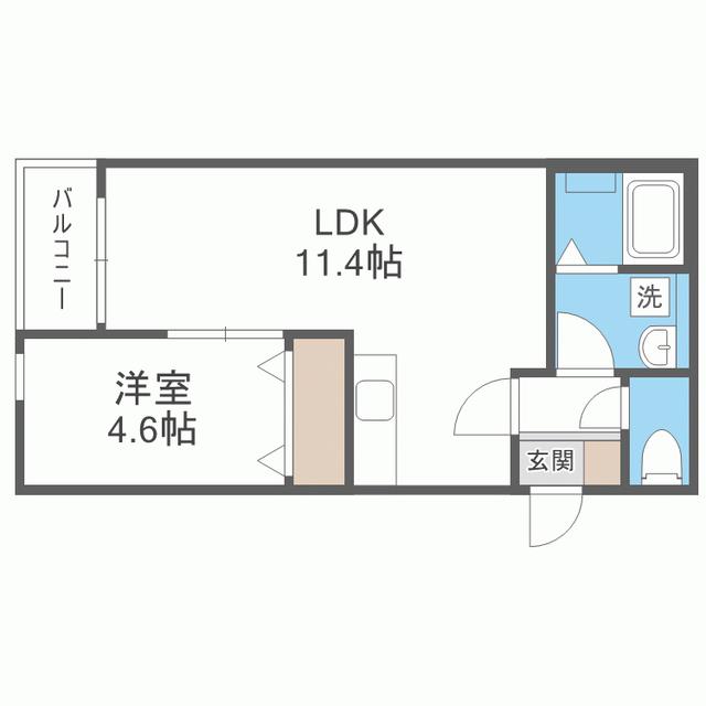 MUGINO BASE(1LDK/1階)の間取り写真