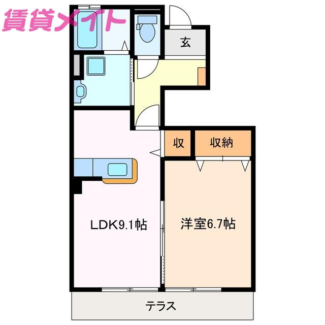 サンガーデン(1LDK/1階)の間取り写真