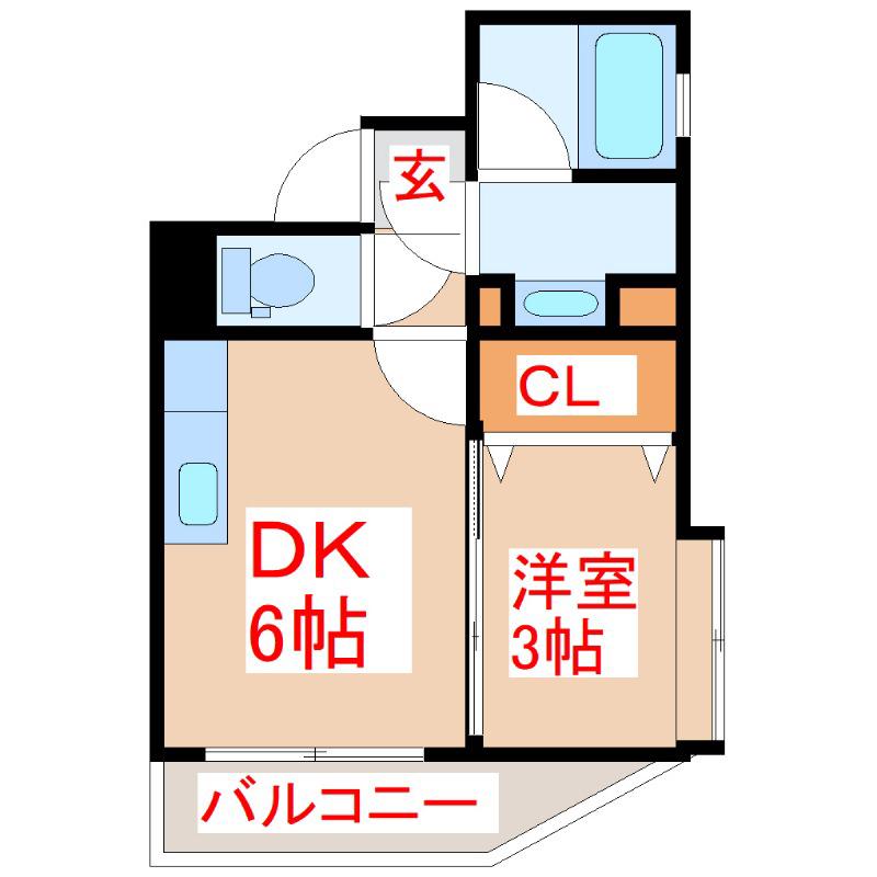 ツインコートタワー南館(1DK/5階)の間取り写真