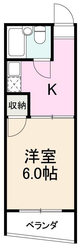 コート福岡I(1K/2階)の間取り写真
