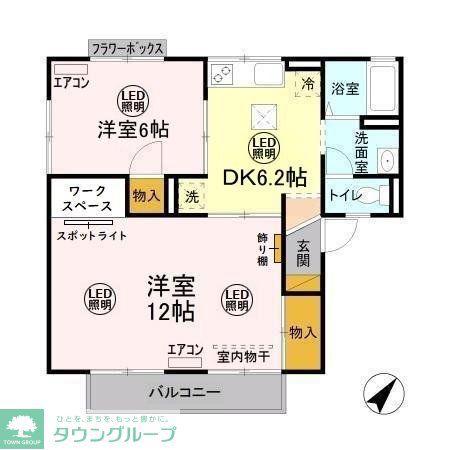 メゾン森PARTV(2DK/1階)の間取り写真
