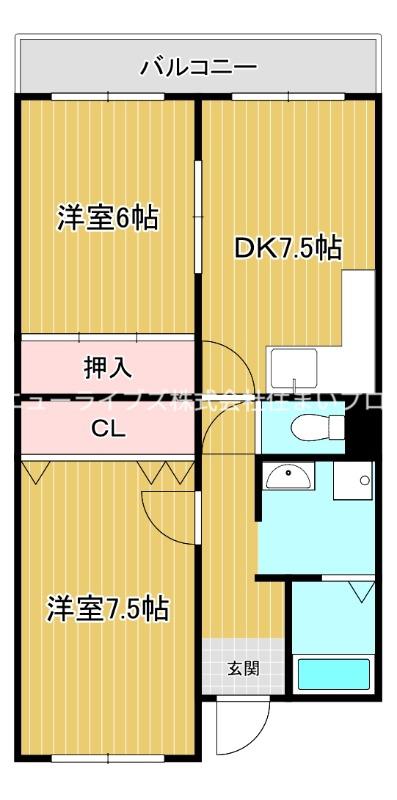 ピュアネスドイ(2DK/6階)の間取り写真